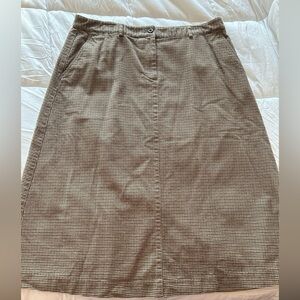 LL Bean Vintage houndstooth Print Classic Fit Midi Skirt Size 16 Petite